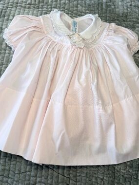 Vintage Feltman Brothers Baby Pink Dress Lace Collar and Hand  Embroidery
